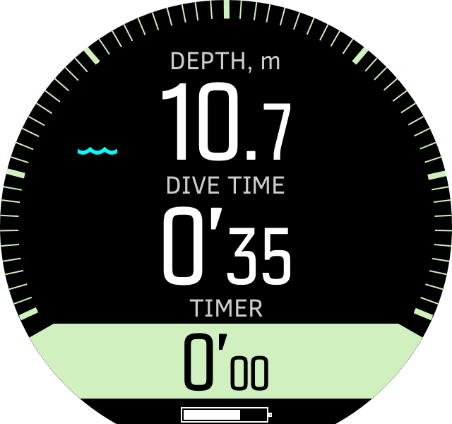 Freedive timer during dives D5